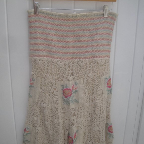 Anthropologie Solitaire Bohemian Crochet Hippie 70s Style Skirt or Mini Dress M - Picture 3 of 5